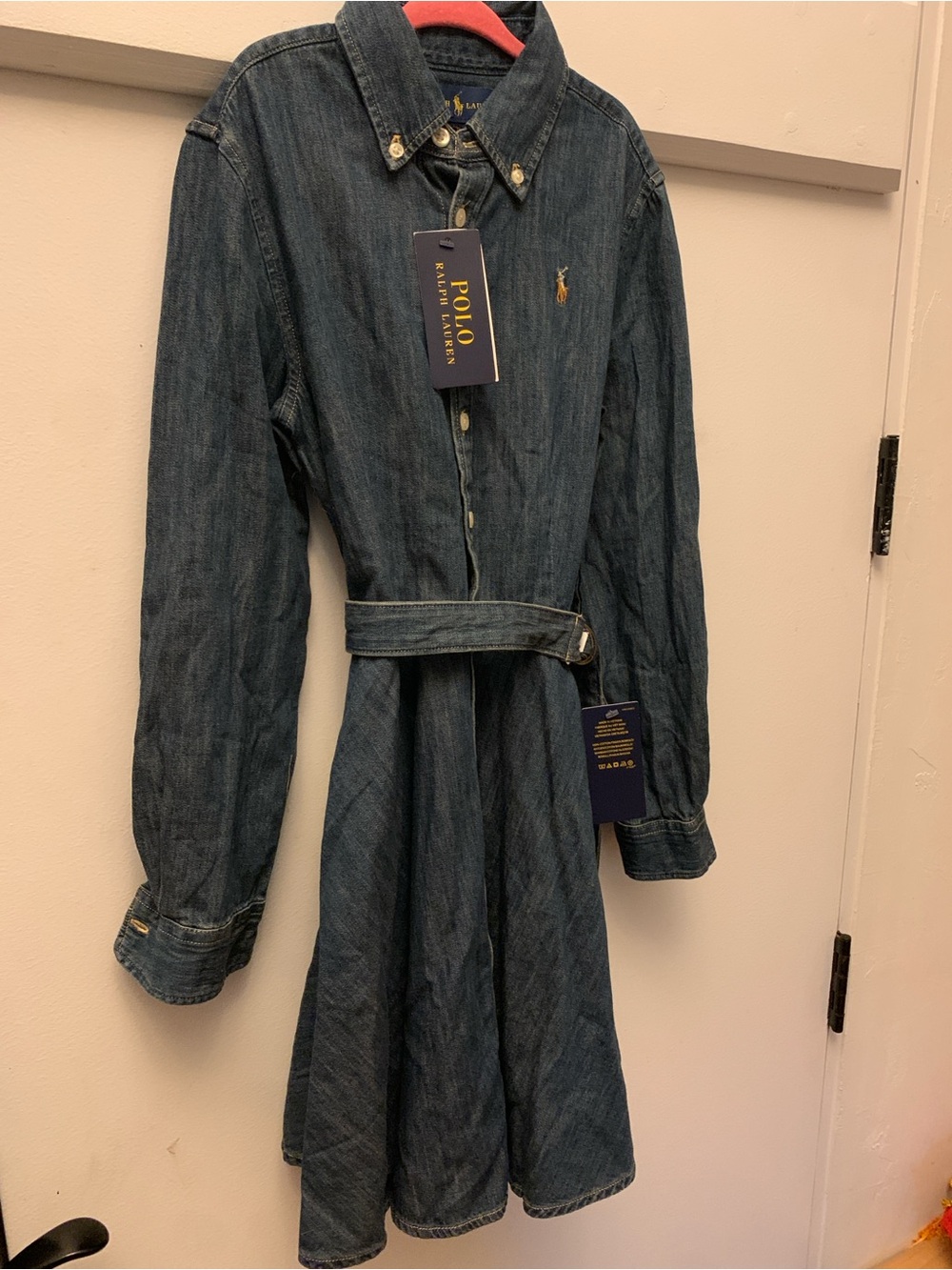 Polo by Ralph Lauren Girls' Denim Belted Dress - Blue